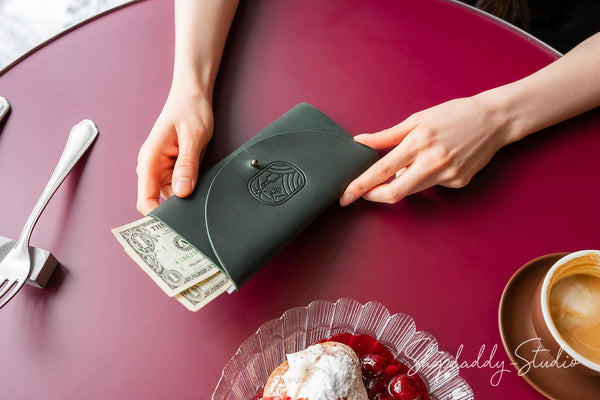 Green Bill Holder with Button Stud for restaurant