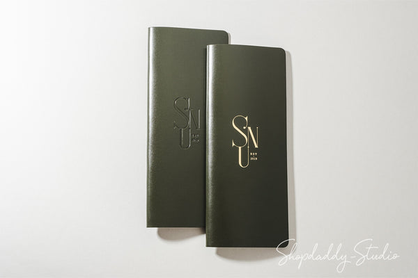 Green Thick Leather Menu Cover with Brass Plank For Bar