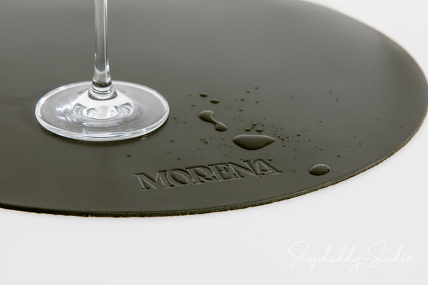 Green Thick Leather Round Placemat for cafe