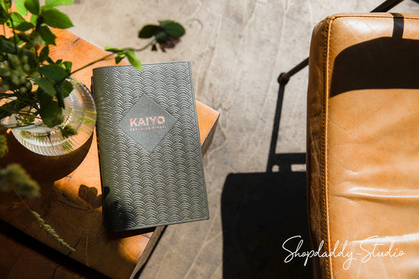 Green Thick Leather Menu Cover with Pattern for bar