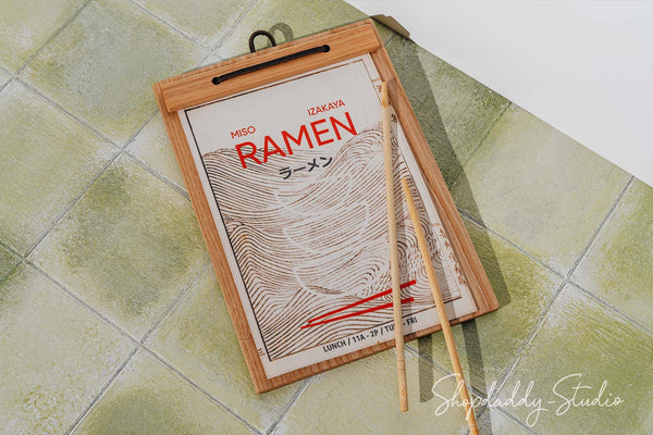 Lacquer Menu Board with Leather Lace for drink menu