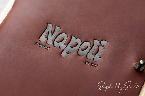 Lacquer Menu Holder With Leather Cover with logo