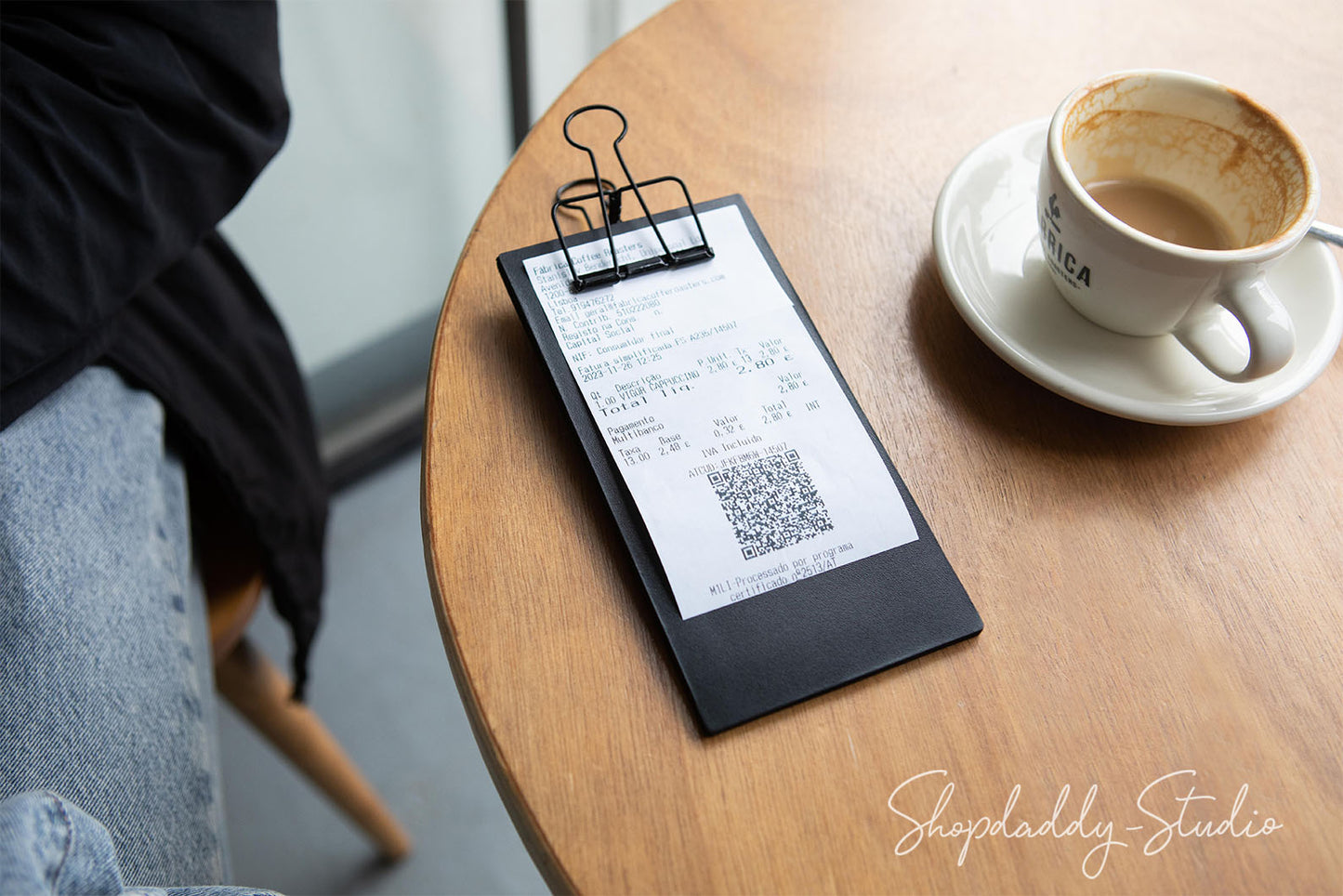 Italian Leather Check Holder with Black Binder