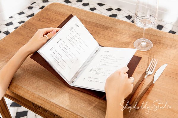 Leather Menu Book With Sleeves