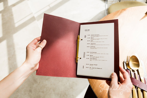 Leather binderview menu cover