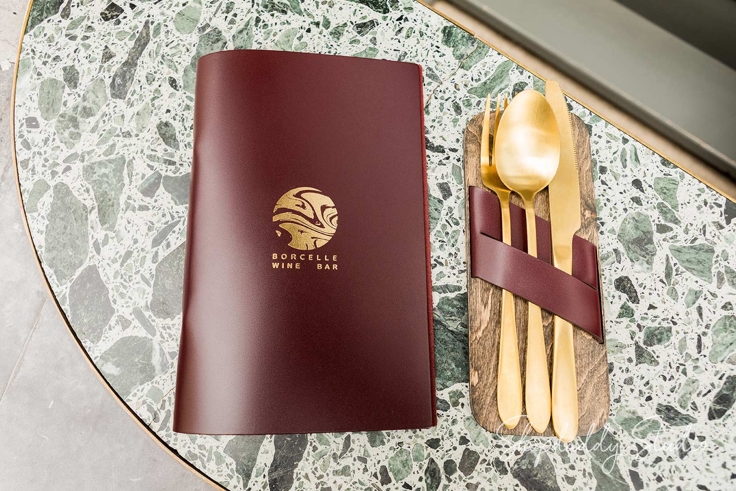 Leather binderview menu cover for restaurant