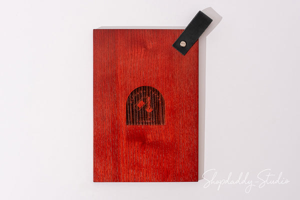 Mahogany Menu Holder with Leather Loop for Menu Display