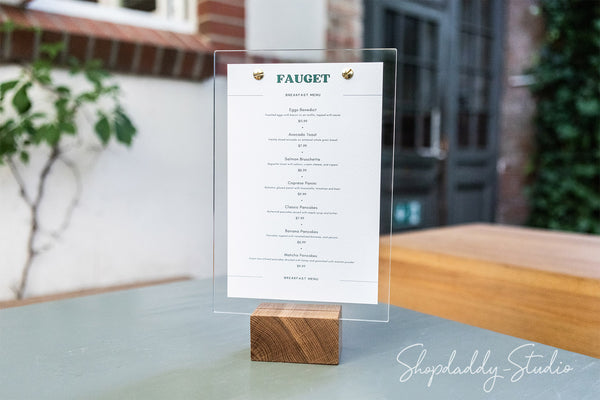 Minimalist Acrylic Table Top Display with wood Bar Base