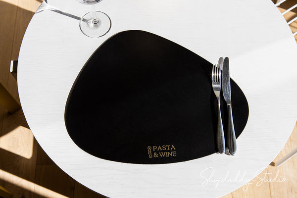 Modern Black Thick Leather Pable Table mat for cafe