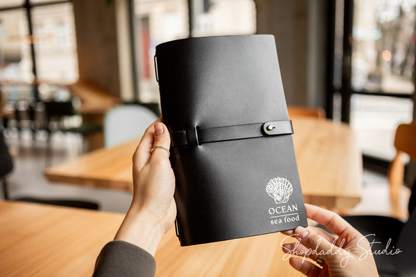 Modern Leather Menu Cover With Belt For Restaurant