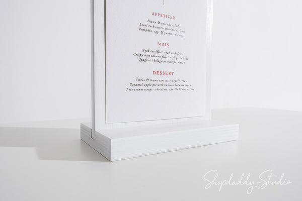 Modern White Straight Wooden Table Stand With Black Binder