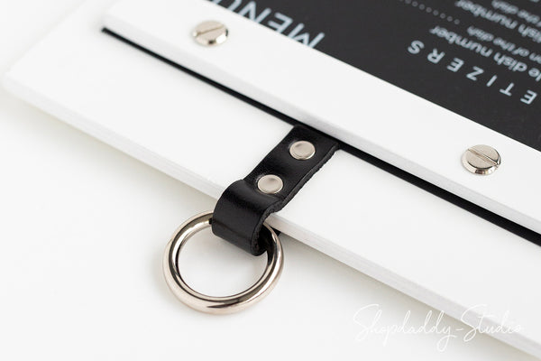 Modern White Wooden Menu Board with Metal Ring