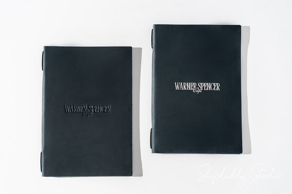 Navy Blue Double Leather Menu Cover with Corners for Hospitality