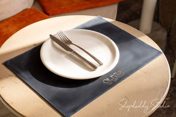 Navy Blue Leather Table Dining Placemat