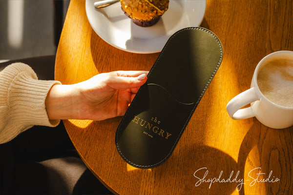 Personalized Leather Rounded Check Presenter for cafe