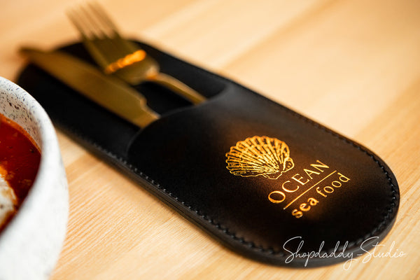 Personalized Leather Rounded Cutlery Holder