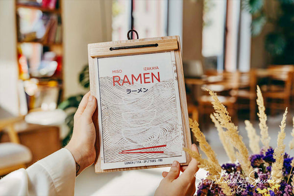 Personalized Menu Board with Leather Lace for breakfast menu
