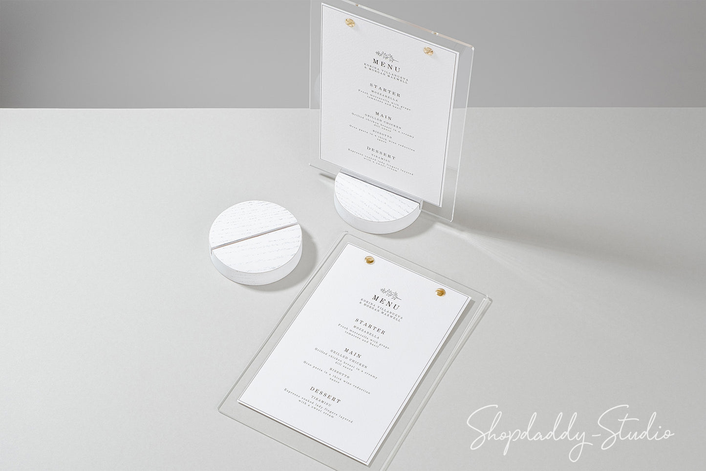 Plastic Table Tent With Wooden Stand for Wedding Guest List
