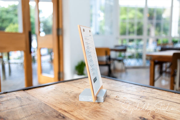 Plywood Lacquer Angled Wooden Table Top Stand