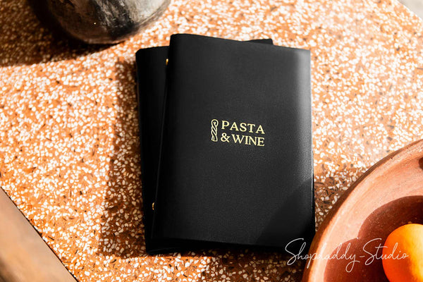 Premium Thick Leather Menu Cover With Plastic Sleeves