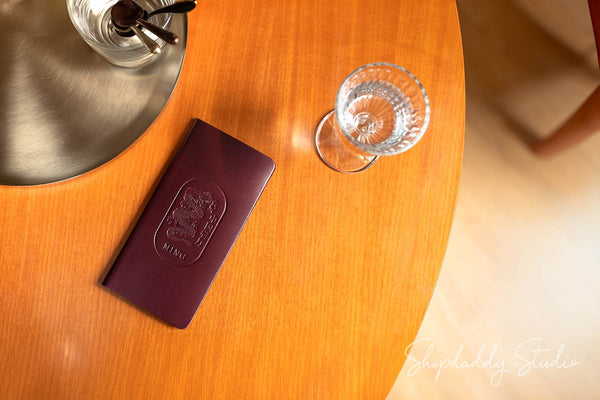 Purple Italian Leather Bill Presenter for bar