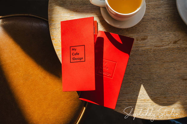 Red Italian Leather Check Holder with Pen Loop for restaurant