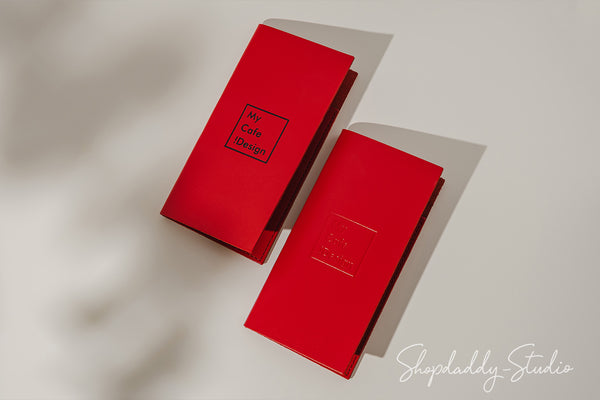 Red Italian Leather Server Book with Pen Loop for cafe