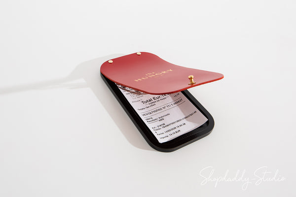 Red Leather / Ashwood Check Presenter for Hospitality