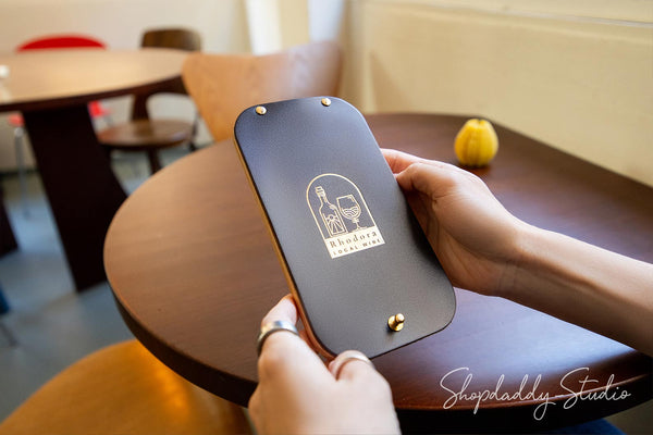 Restaurant Dark Brown Leather / Ashwood Check Presenter