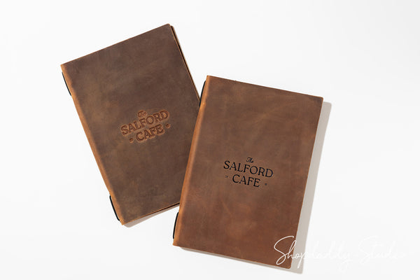 Rusty Double Leather Menu Cover with Corners for Cafe
