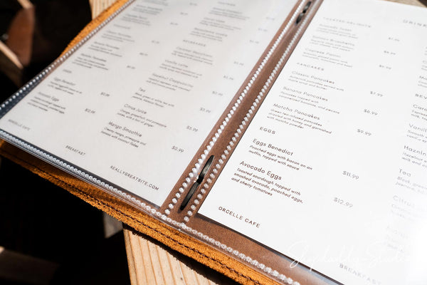 Rusty Leather Menu Folio with Plastic Sleeves