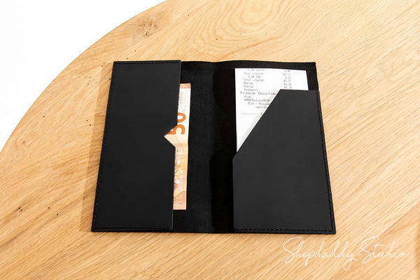 Server Leather Check Presenter with Two Pockets