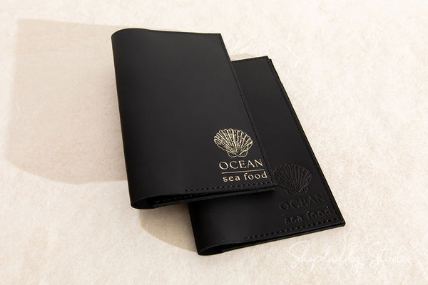 Server Leather Checks Holder with Two Pockets and logo
