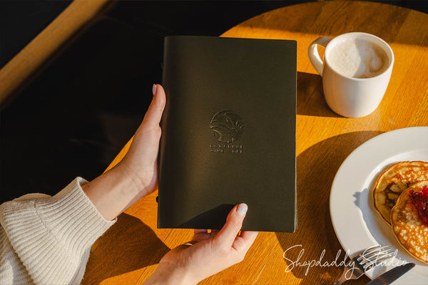 Green Thick Leather Menu Cover With Plastic Sleeves