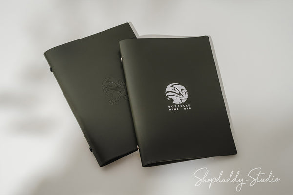 Green Thick Leather Menu Cover With Plastic Sleeves