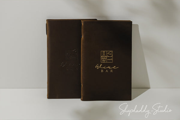 Olive Leather Menu Cover with Elastic Band with Custom Logo