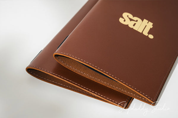 Stylish Brown Menu Cover with Elastic Band for restaurant