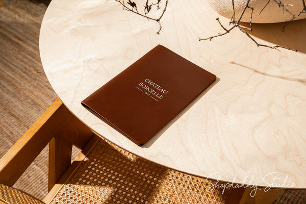 Stylish Brown Thick Leather Menu Cover with Binder Clip