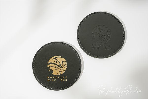 Stylish Double Leather Coasters with Stitching (5 pcs) for restaurant