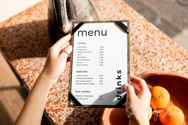 Stylish Menu Holder with Leather Corners