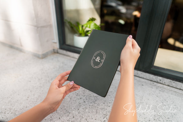 Green Thick Leather Menu Book with Plank for restaurant