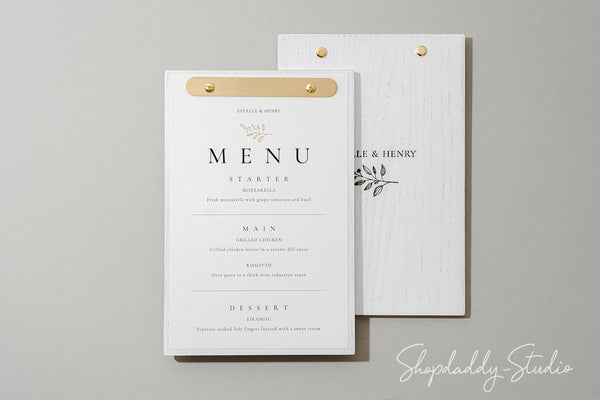 Stylish Wood Boho White Menu Board For Wedding Brunch