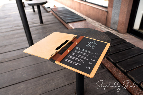 Stylish Wooden Menu Holder with Slot for restaurant