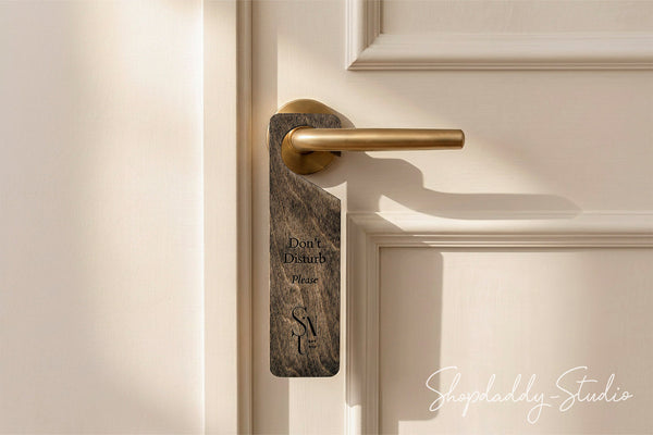 Walnut Double-Sided Wooden Door Hanger for Do Not Disturb Signage