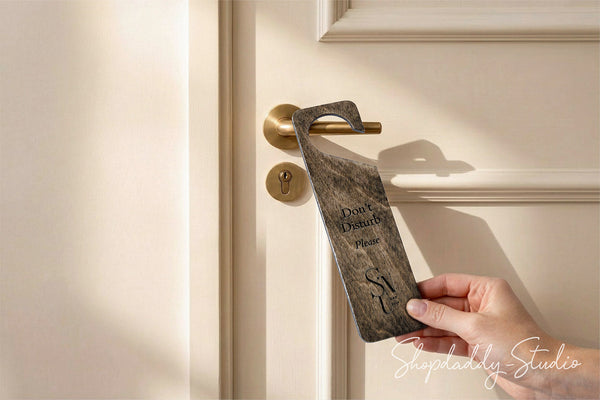 Walnut Double-Sided Wooden Door Hanger for Guest Rooms
