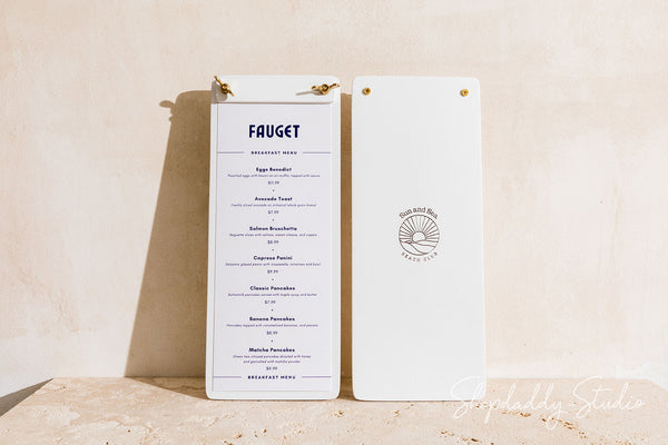 White Menu Board with Plank