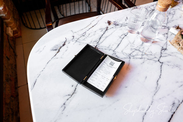 Wood Black Check Presenter Box For Restaurant
