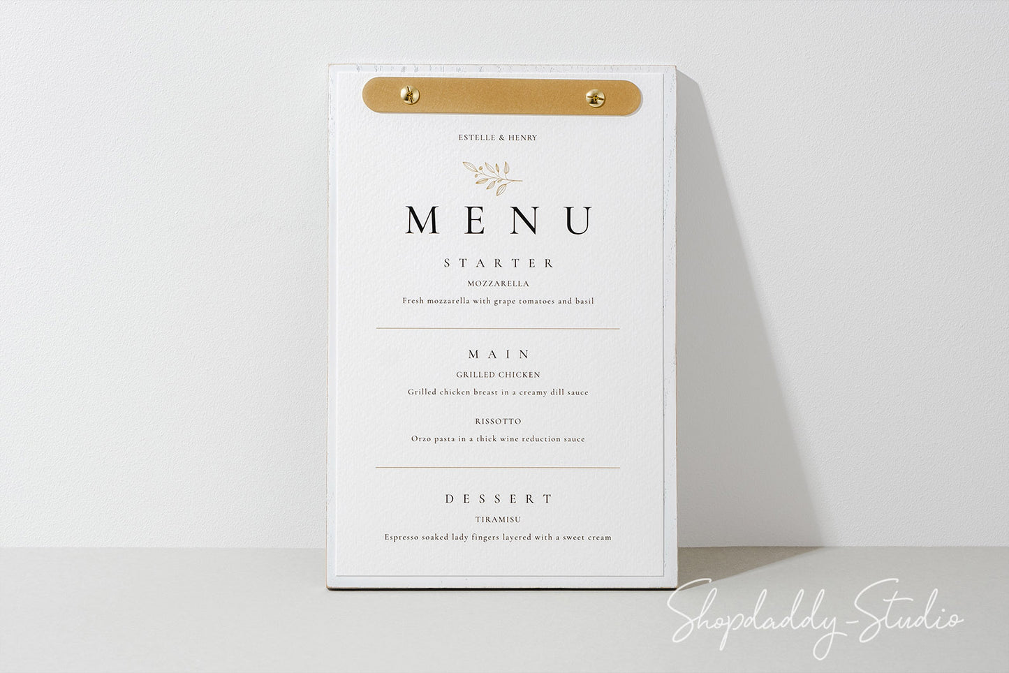 Wood Boho White Menu Board For Wedding Buffet