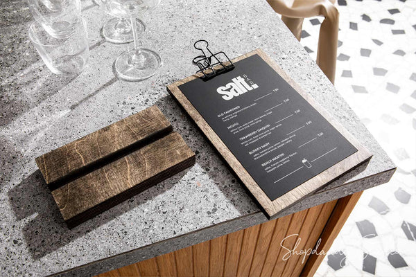 Wood Custom Clipboard Menu Table Stand for Cocktail Menu
