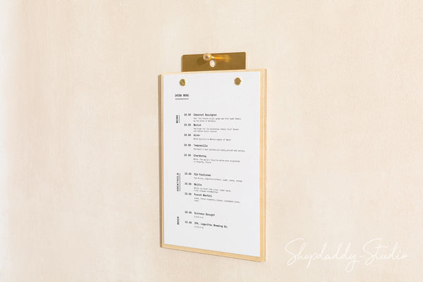Wood Menu Holder With Brass Mount